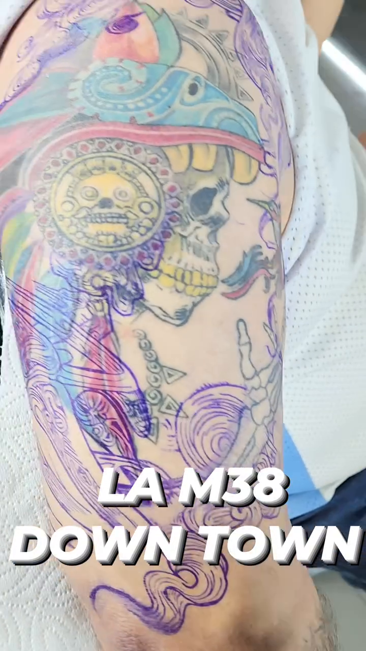 Skull with headdress and dragon japanese irezumi tattoo by Aguascali Firme