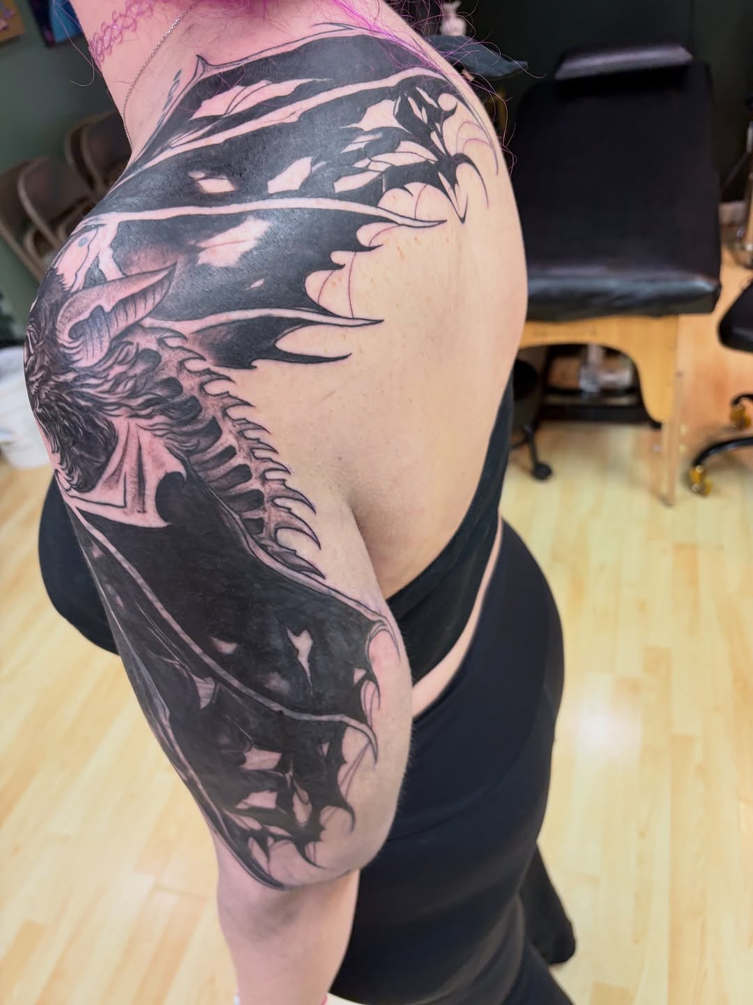 Tattoo by @inkvanna — blackwork, dark_realism