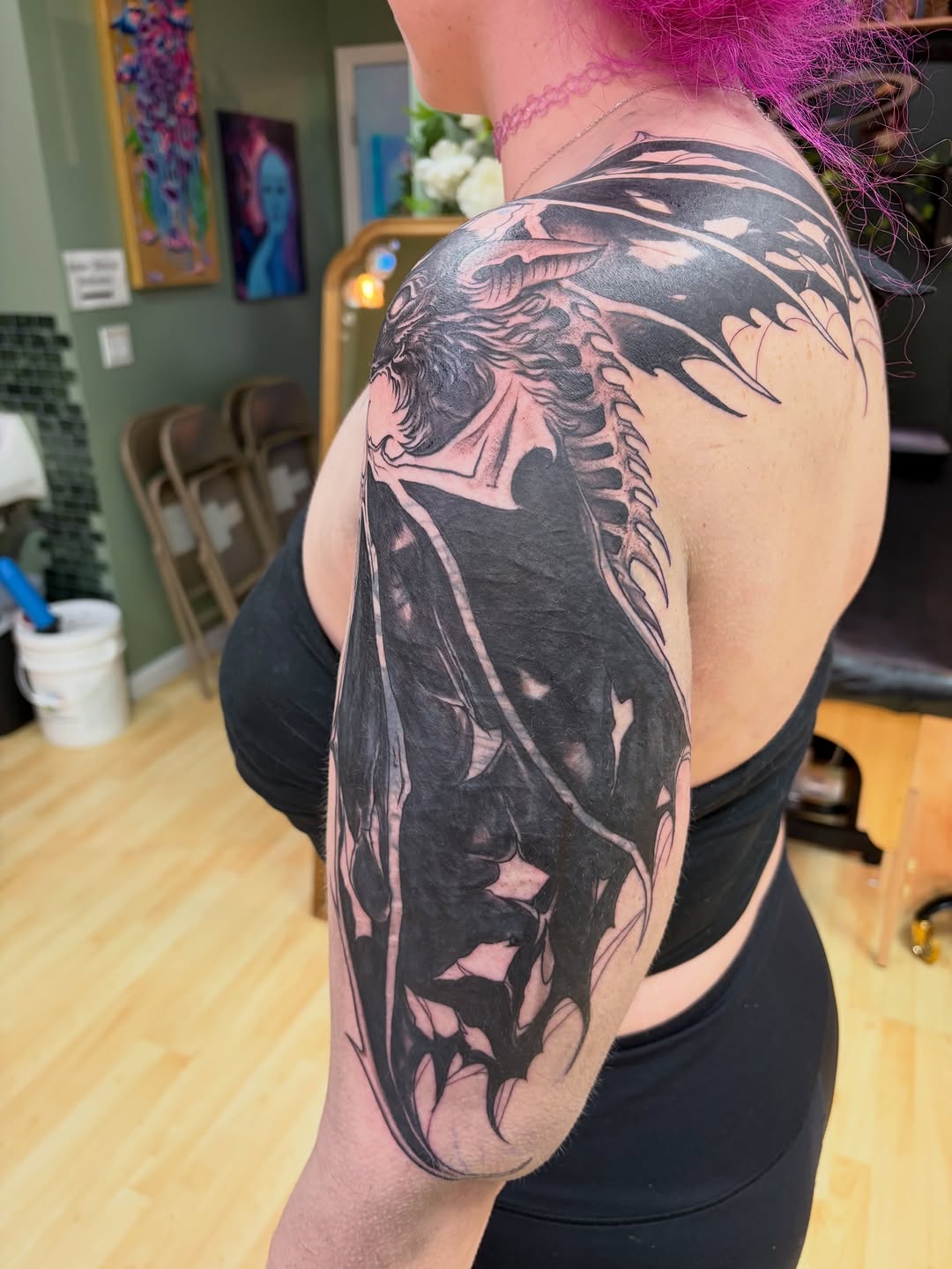 Tattoo by @inkvanna — blackwork, dark_realism
