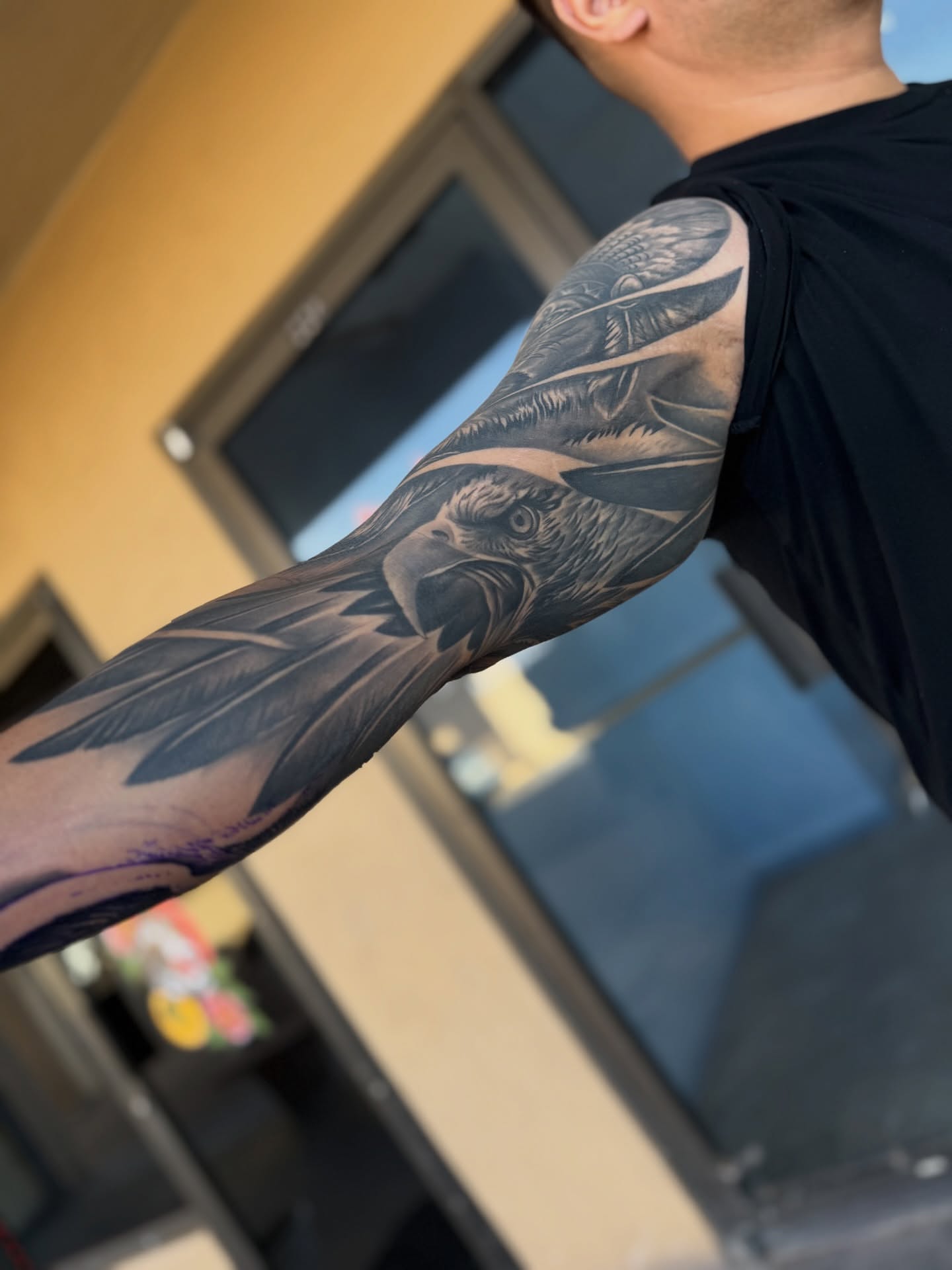 Eagle black and grey tattoo on the forearm by Calvin Maryland 🇵🇹