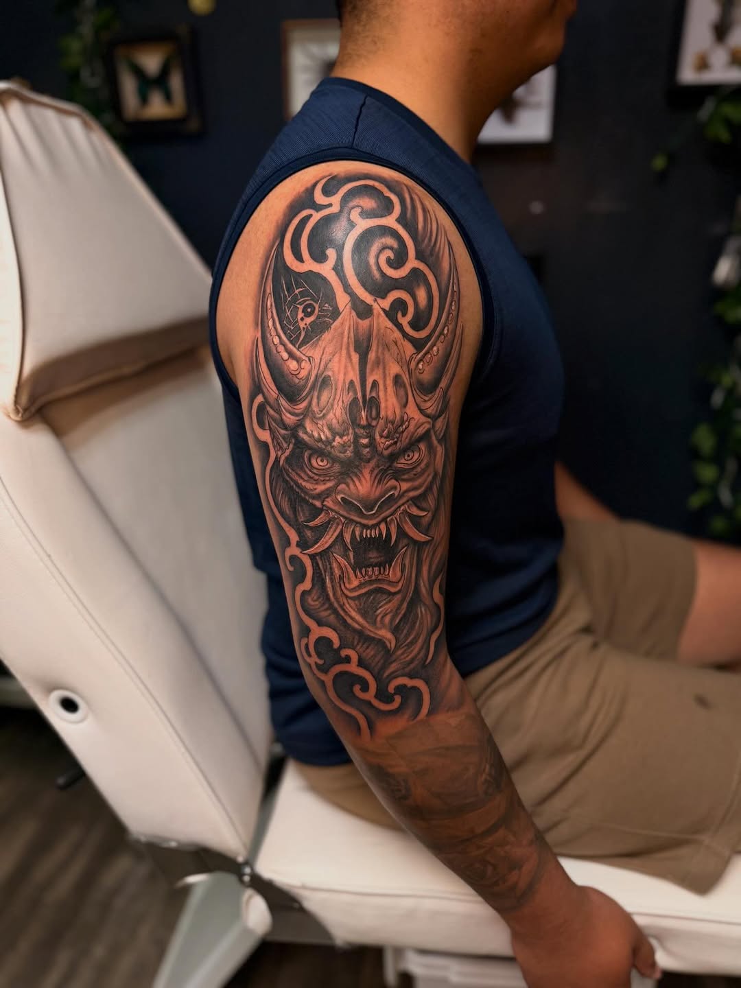 Tattoo by @alyssa.t.tattoos — japanese_irezumi, black_and_grey