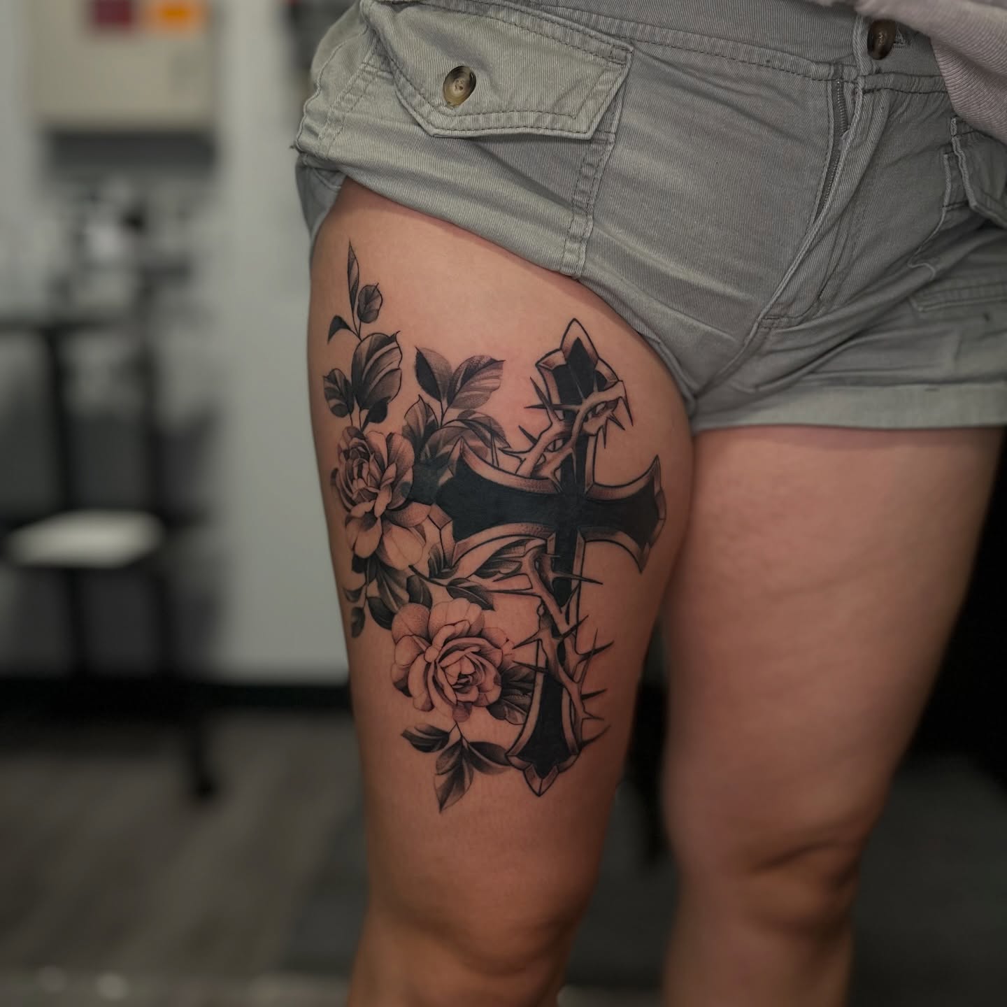 Tattoo by @tattoosbysinderella — black_and_grey