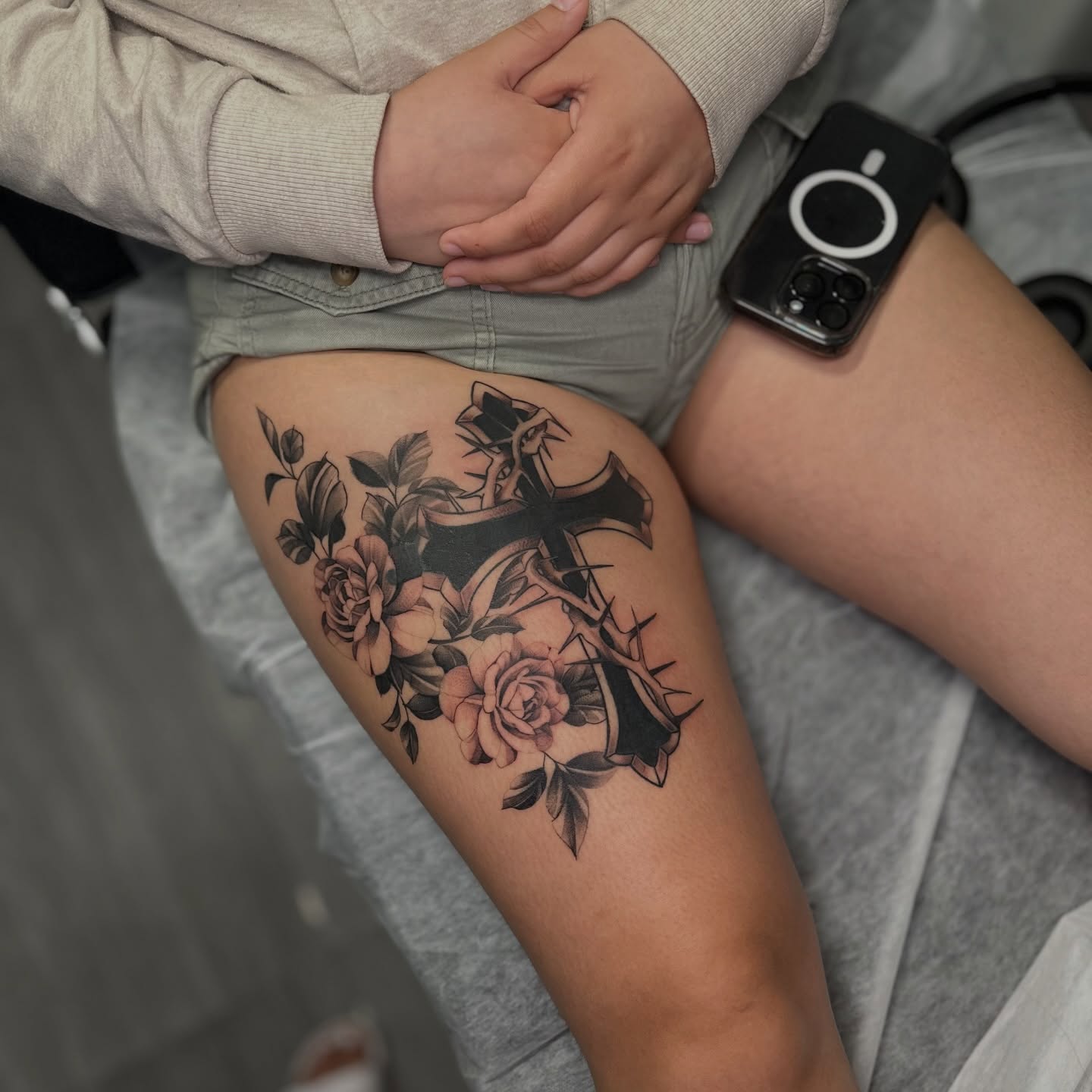 Tattoo by @tattoosbysinderella — black_and_grey