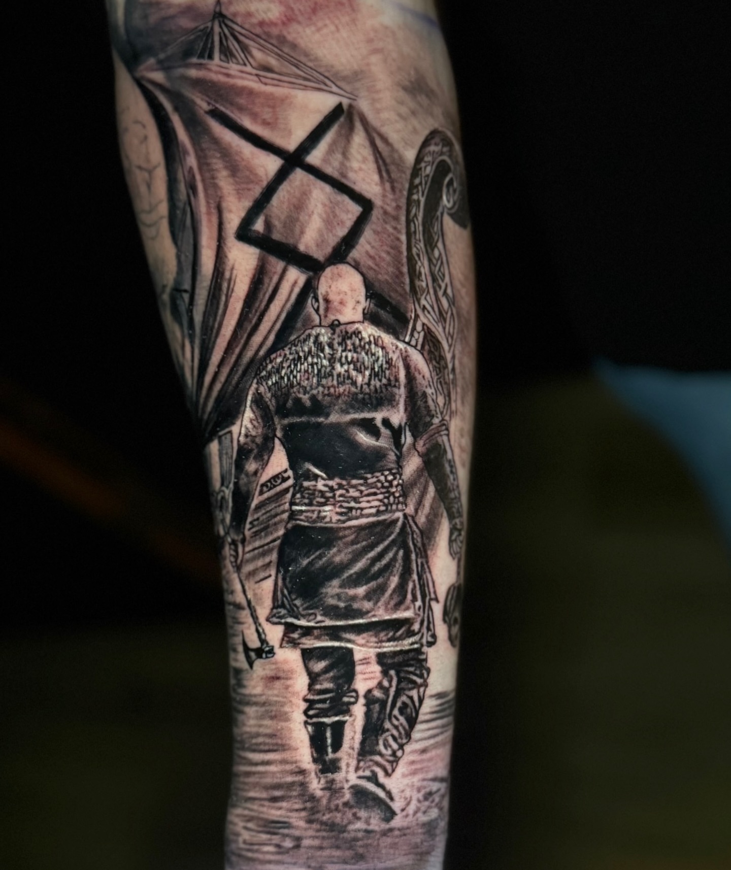 Tattoo by @jedlewis23 — black_and_grey, realism