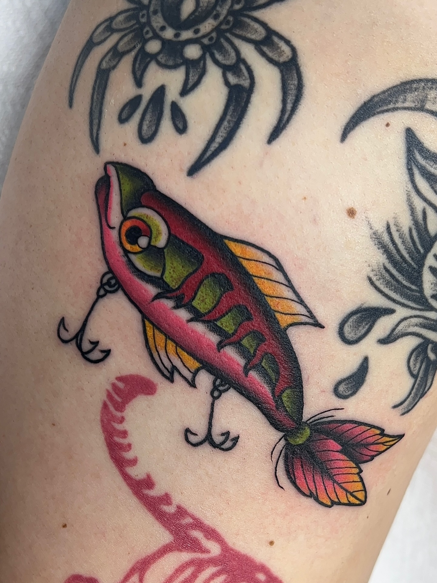 Fish American traditional tattoo on the forearm by 𝑴𝒂𝒚𝒂𖤐𝑫𝒆𝑽𝒊𝒏𝒆, Dayton, Ohio