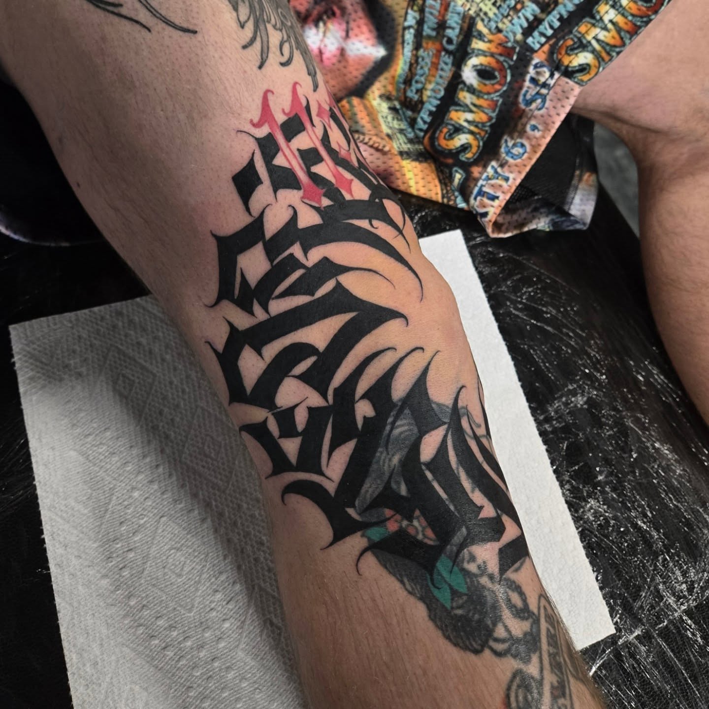Script lettering lettering script tattoo on the forearm by DiazTattoos, Denver, Colorado