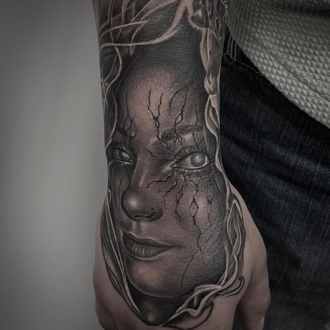 Tattoo by @hudslim — realism, black_and_grey