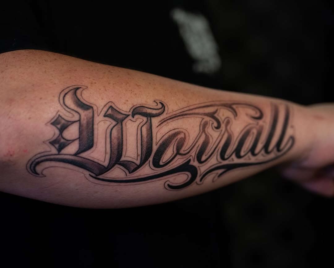 Tattoo by @largedrpeppa β lettering_script, chicano