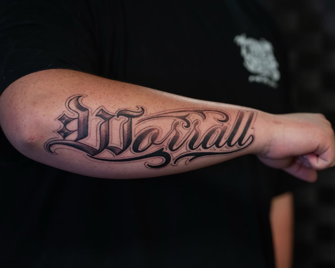 Tattoo by @largedrpeppa β lettering_script, chicano