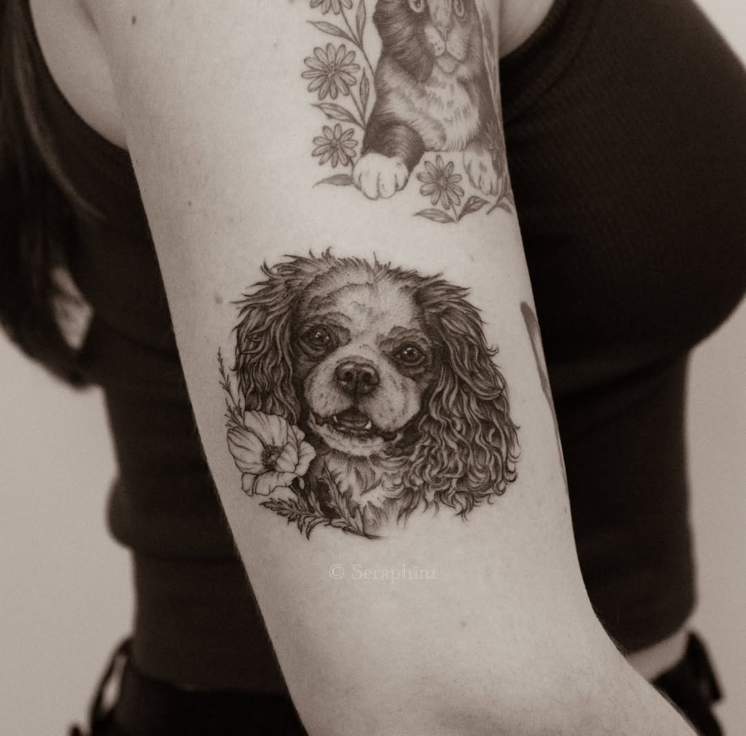 Tattoo by @seraphim.fineline — realism, black_and_grey