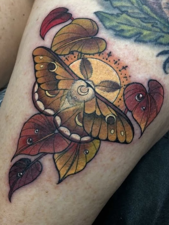Tattoo by @charlotte.e.tattoos — dotwork, realism