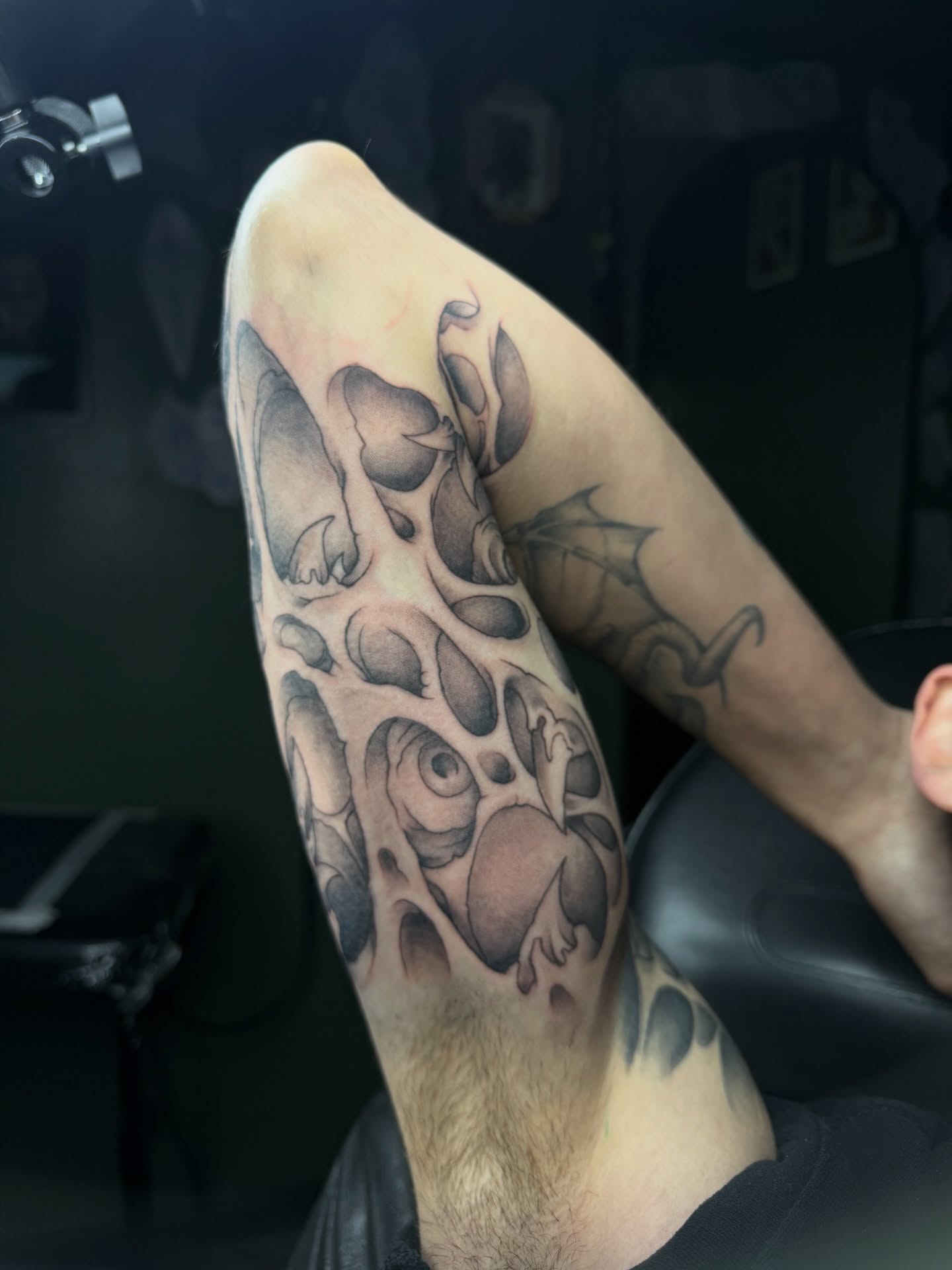Trash polka tattoo on the forearm by Marcus