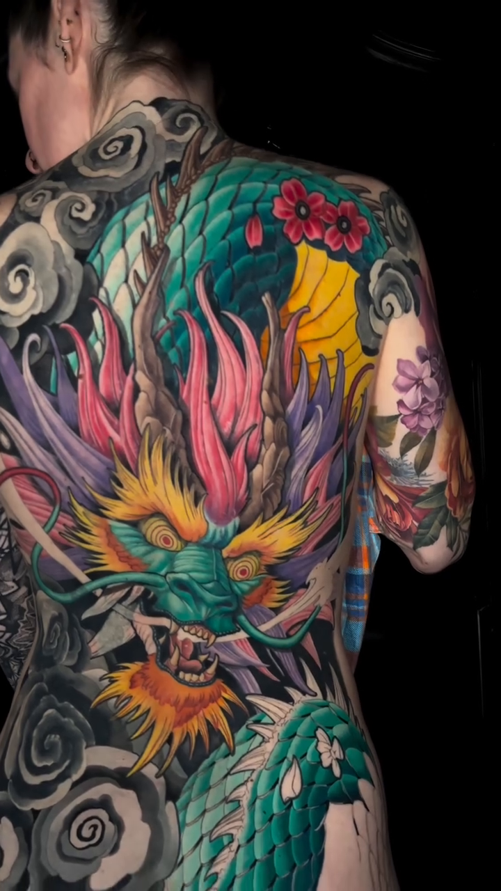 Dragon and clouds japanese irezumi tattoo by Jon Ronzka