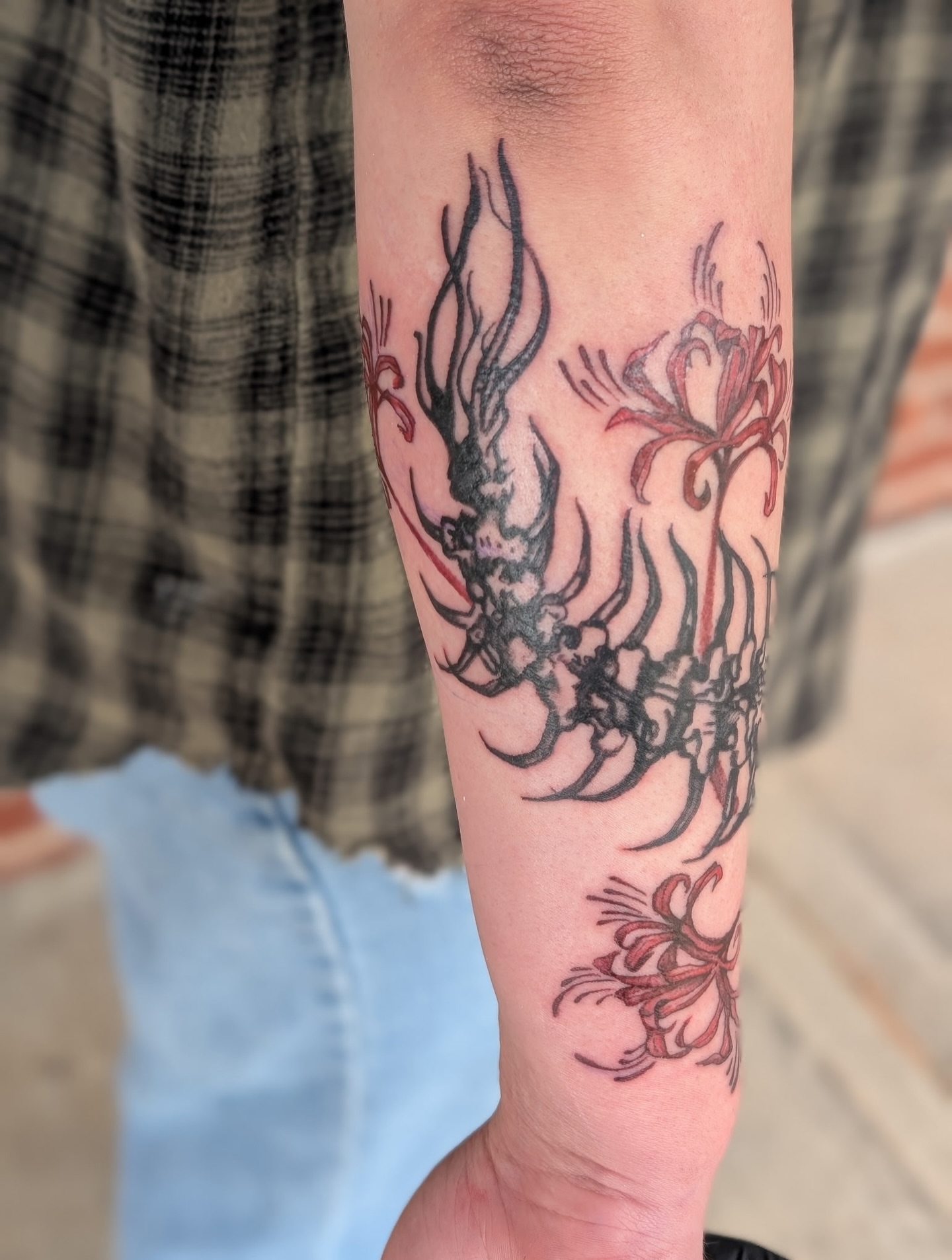 Tattoo by @crybabygoblin666 โ american_traditional, dotwork