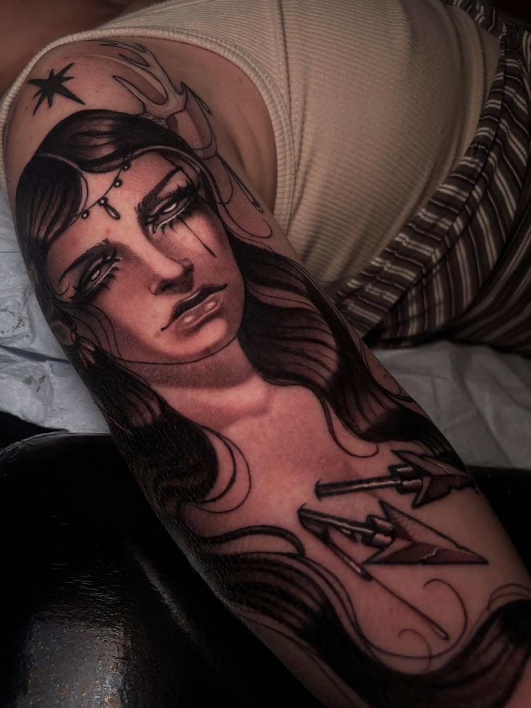 Tattoo by @taylorelizabethtattoos — black_and_grey, realism