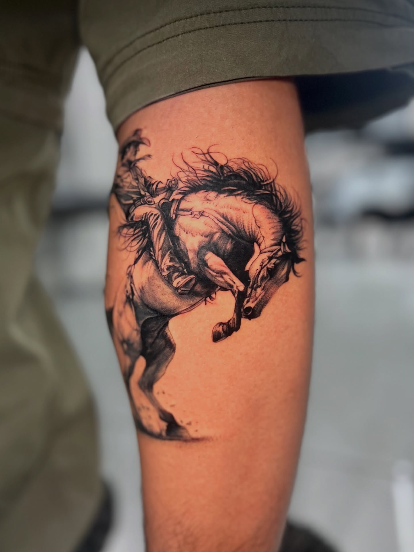 Galloping horse realism tattoo on the forearm by Bay Area Tattoo Artist