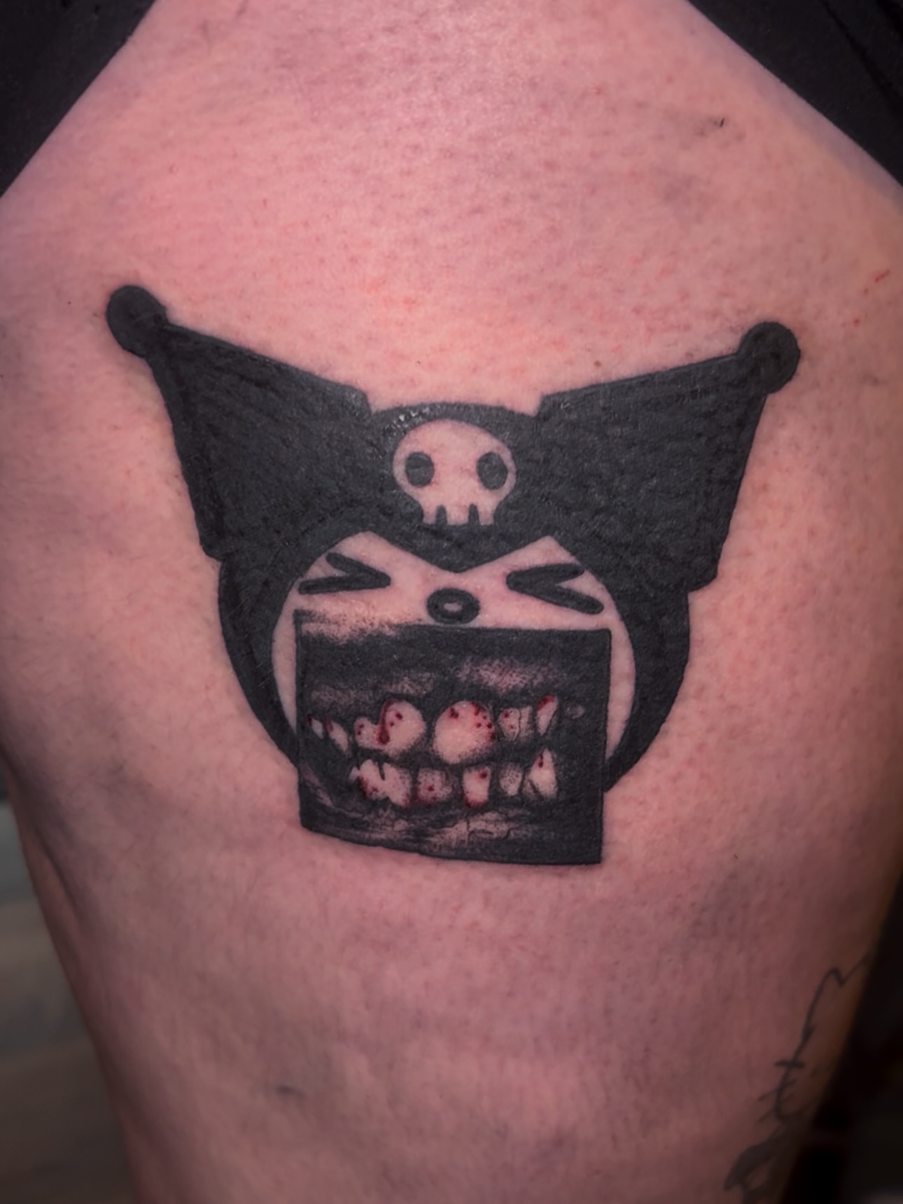 Bat black and grey tattoo on the thigh by 𝔾𝔥𝓸ş𝔱