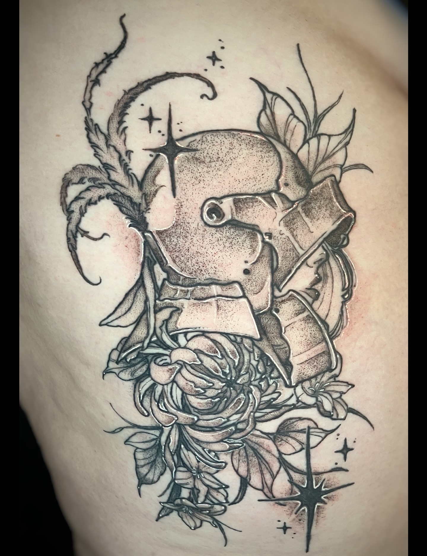 Tattoo by @joyinsorrowtattoo — dotwork, black_and_grey