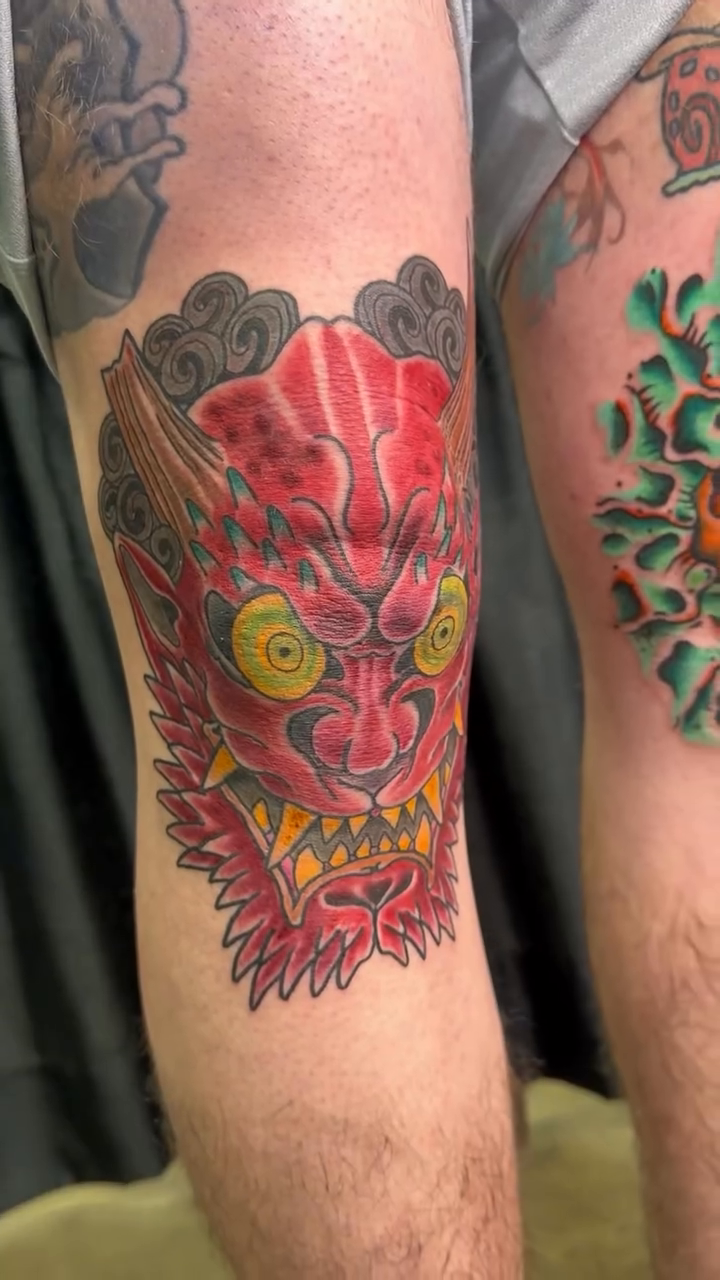 Oni mask japanese irezumi tattoo by Don Peddicord