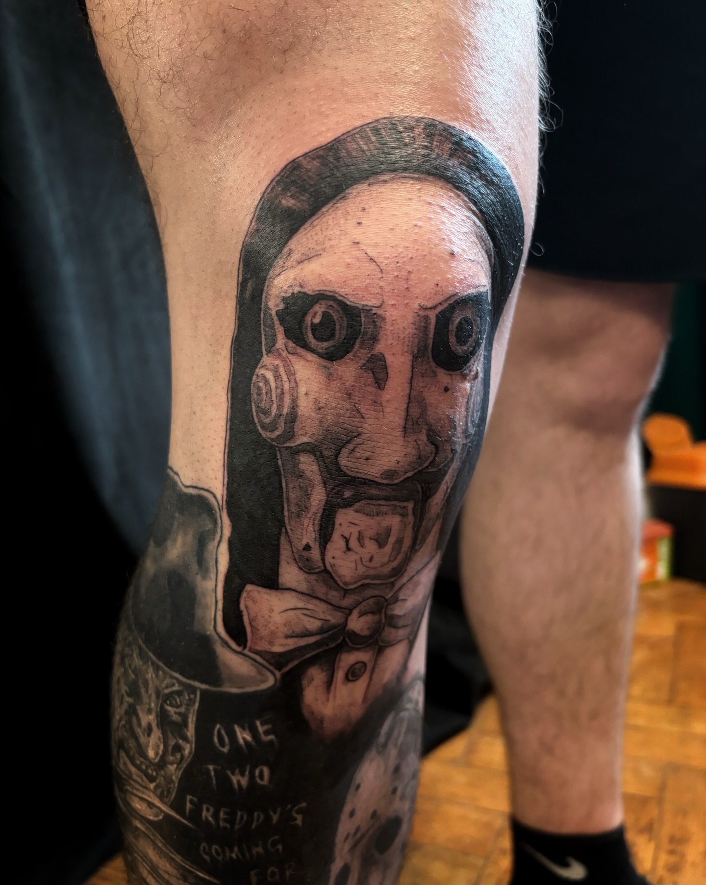 Tattoo by @scorchedbones_ — black_and_grey