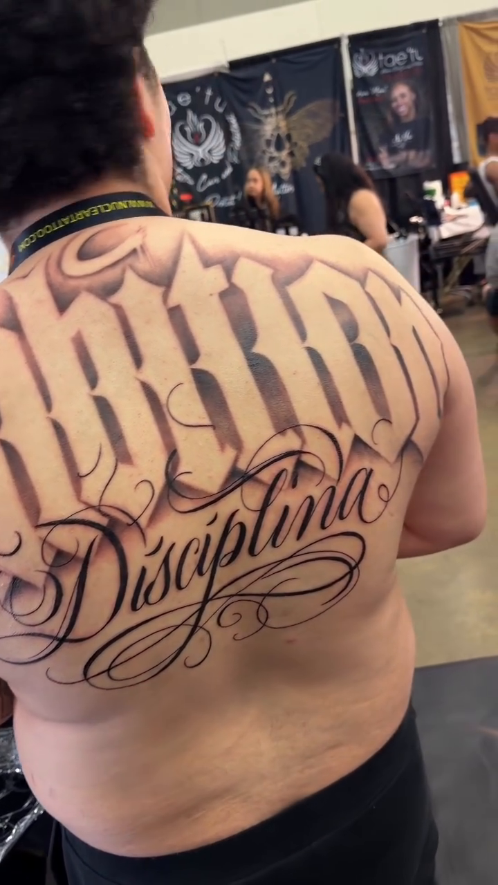 Tattoo by @artistzae_ — lettering_script, black_and_grey