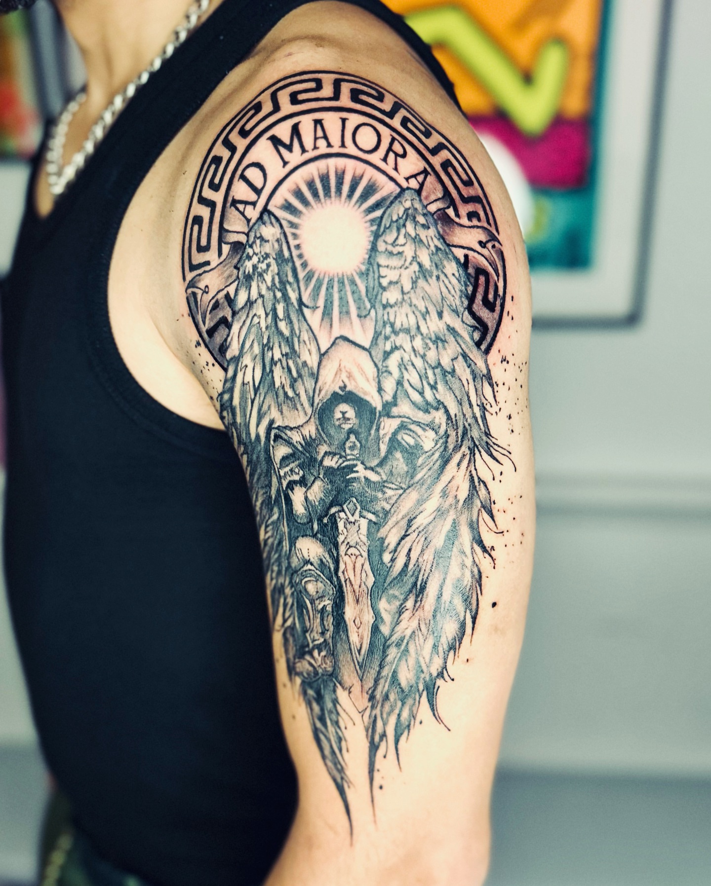 Tattoo by @j_c_tattoos — black_and_grey, dotwork