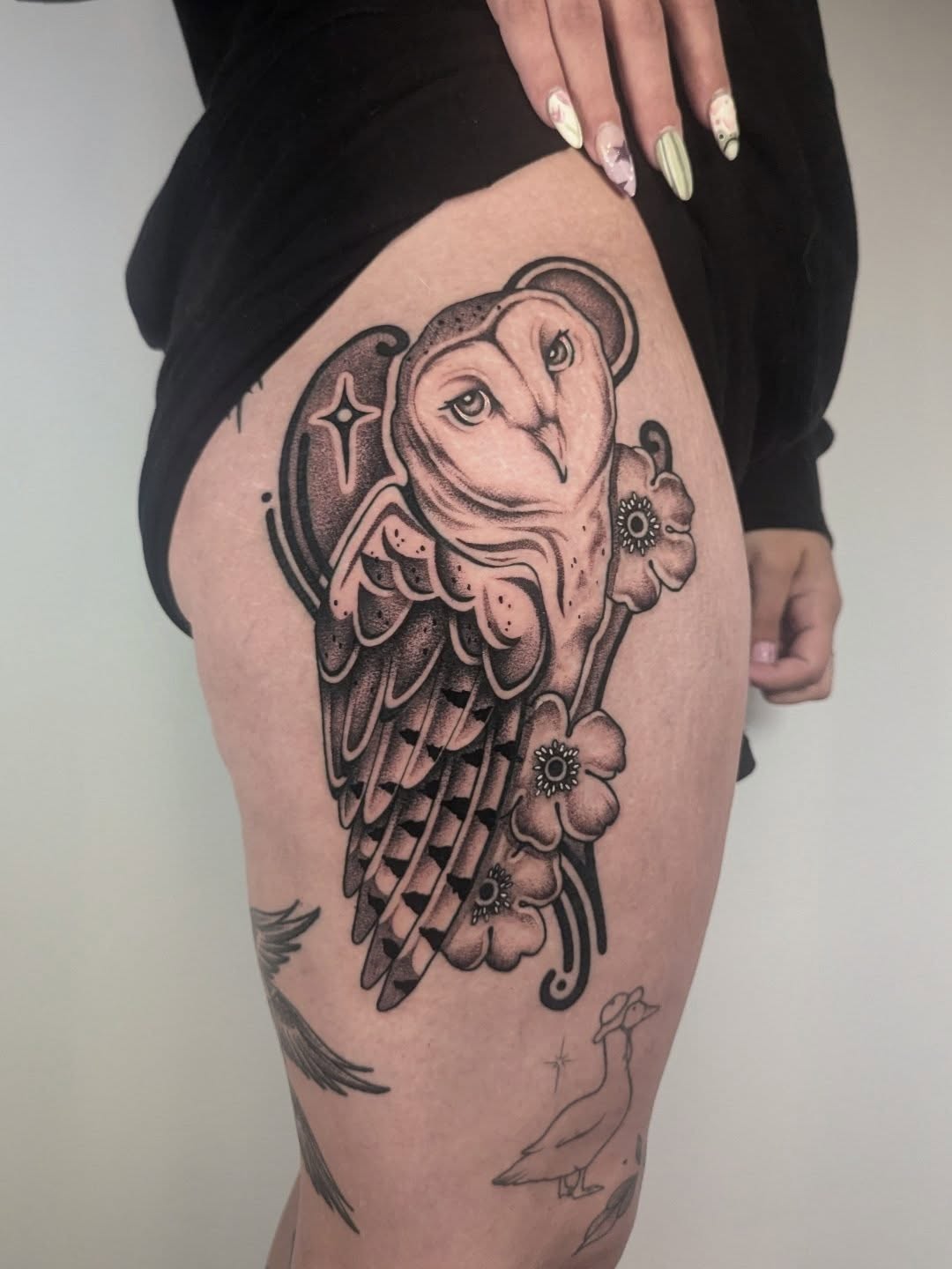 Tattoo by @courtneyy.tattoos — black_and_grey, realism