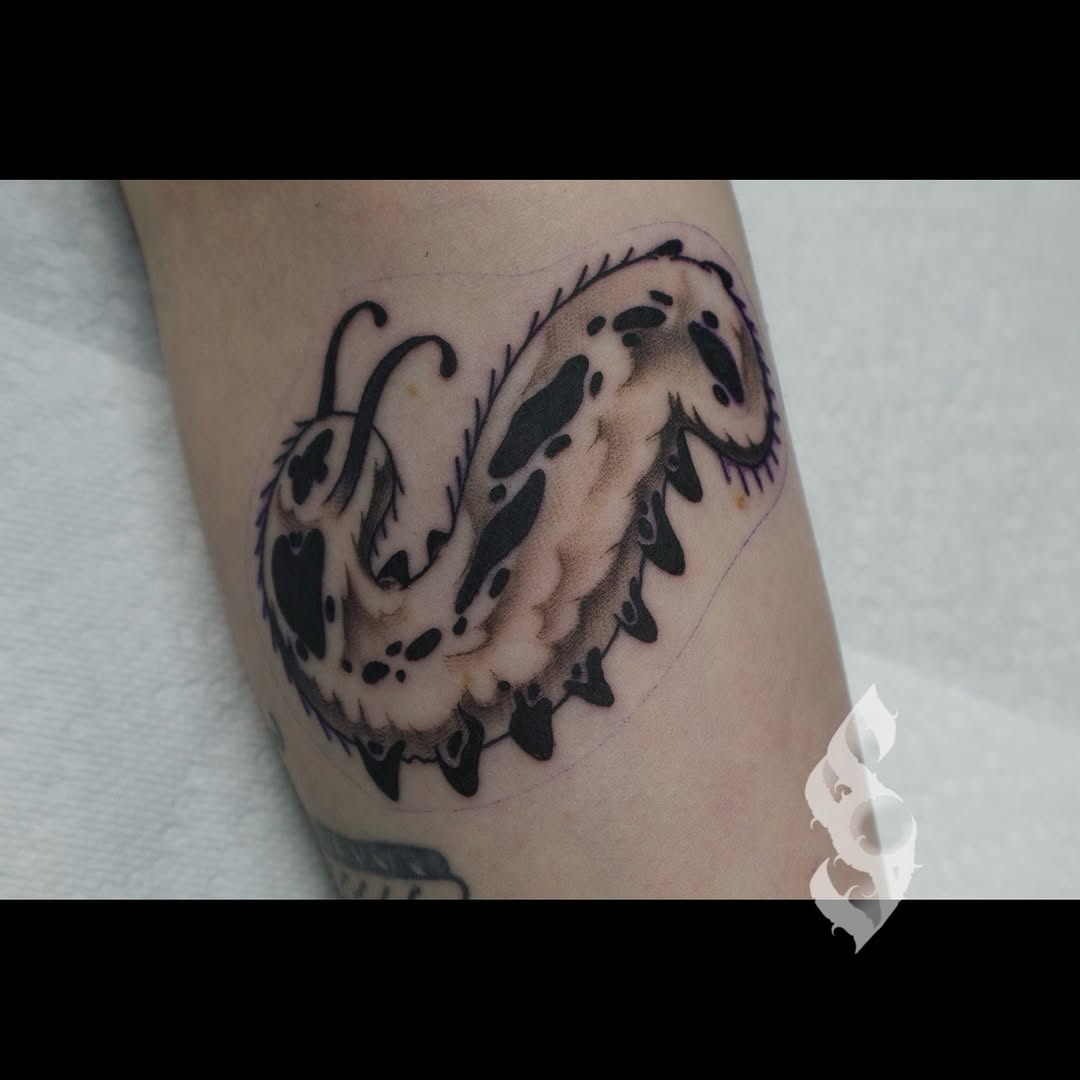 Tattoo by @stampflytattoos — black_and_grey, dotwork