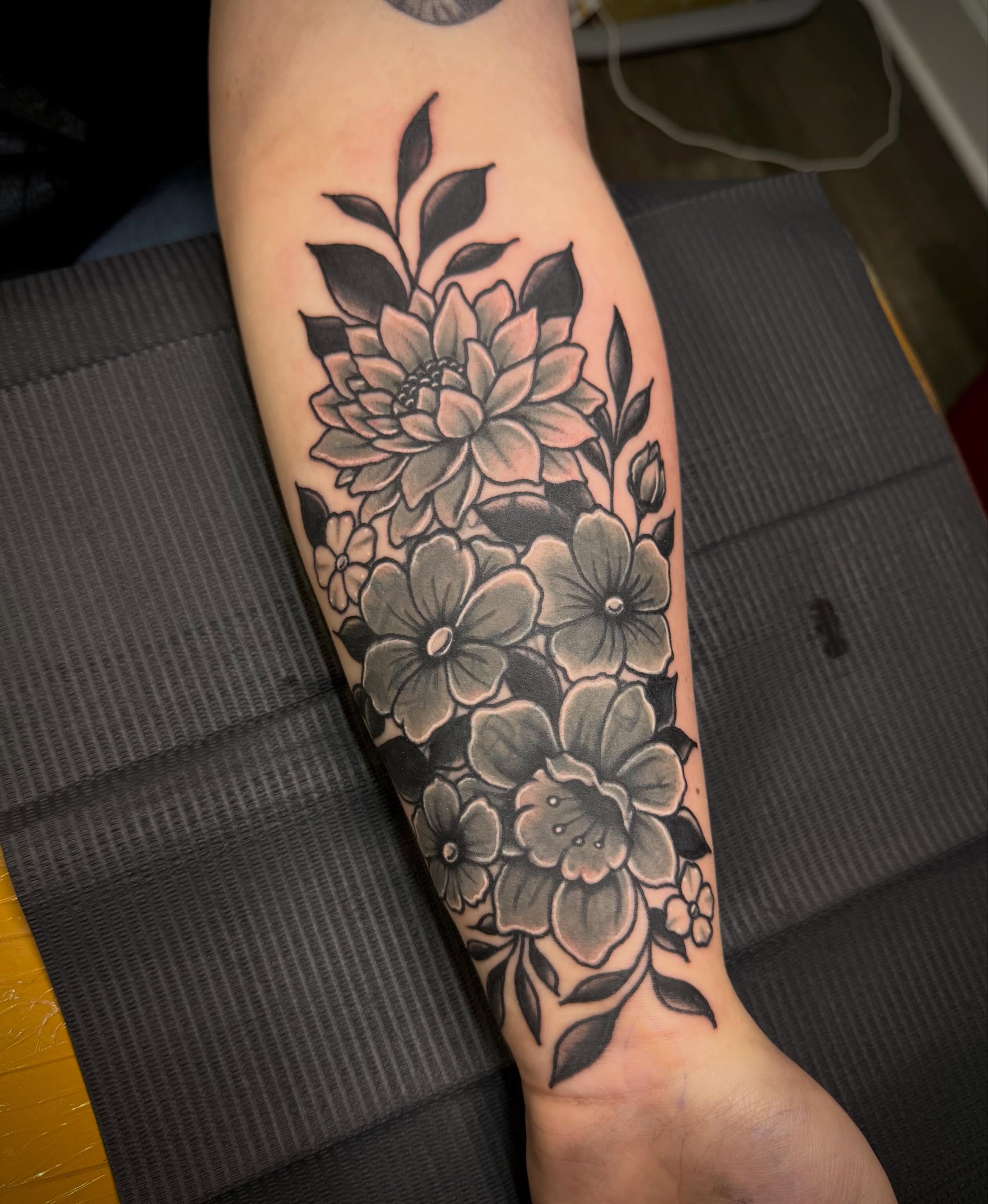 Tattoo by @electricladyink — black_and_grey