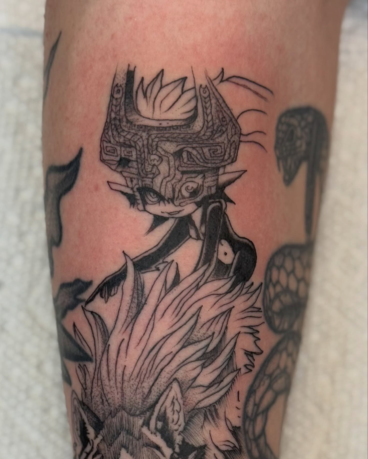 Tattoo by @majinmish — black_and_grey