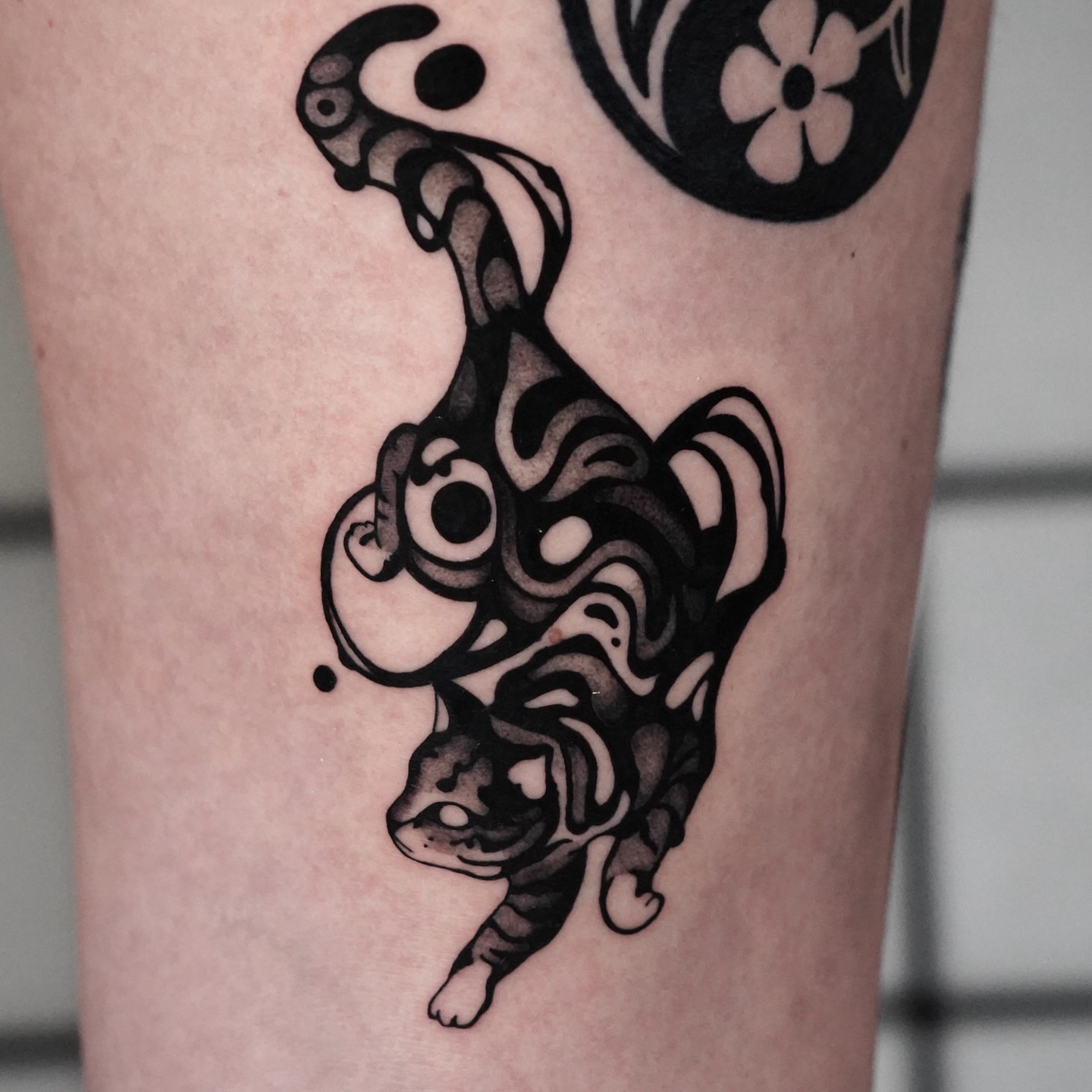 Cat black and grey tattoo on the forearm by ▫️◽️◻️hunter Hayes◻️◽️▫️