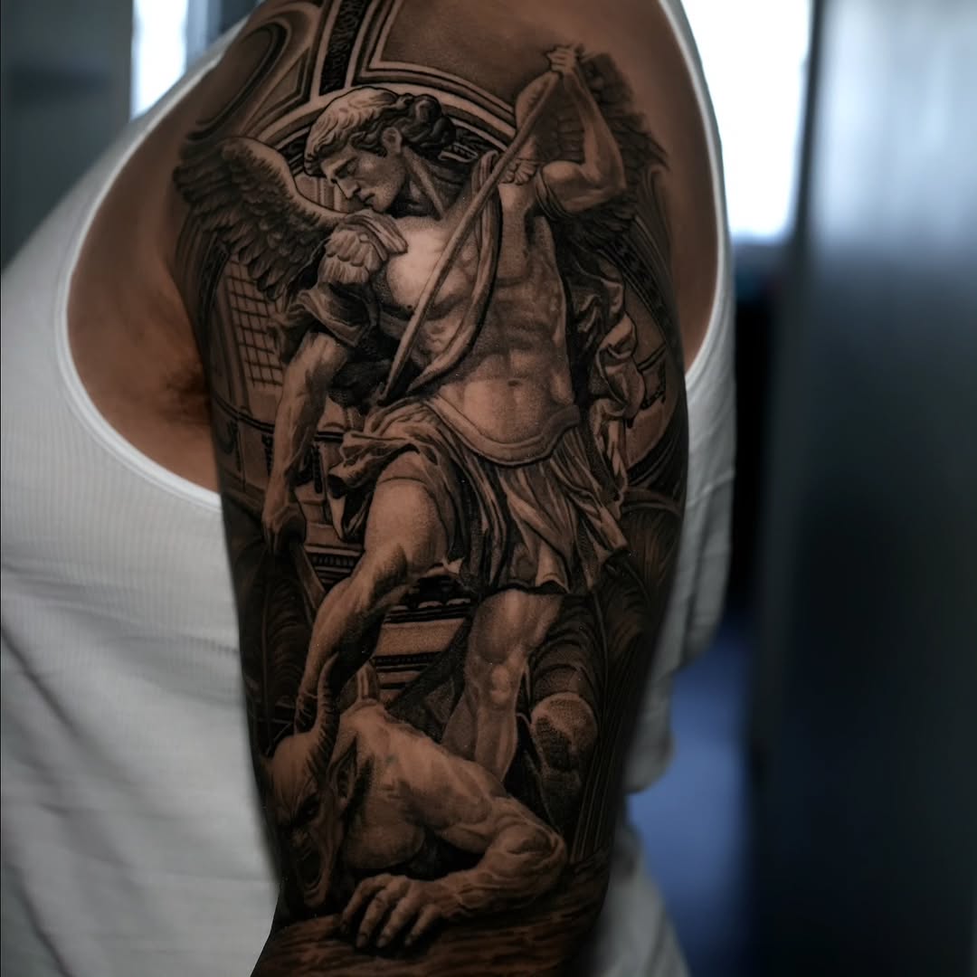 Tattoo by @vik_tattoos — realism, black_and_grey