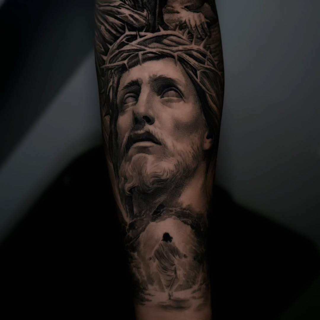 Tattoo by @vik_tattoos — realism, black_and_grey