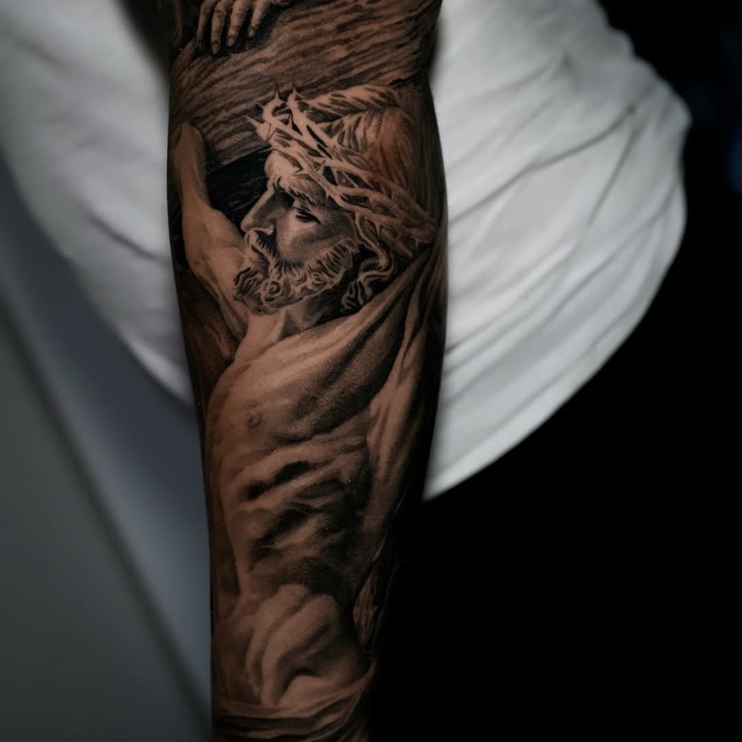Tattoo by @vik_tattoos — realism, black_and_grey