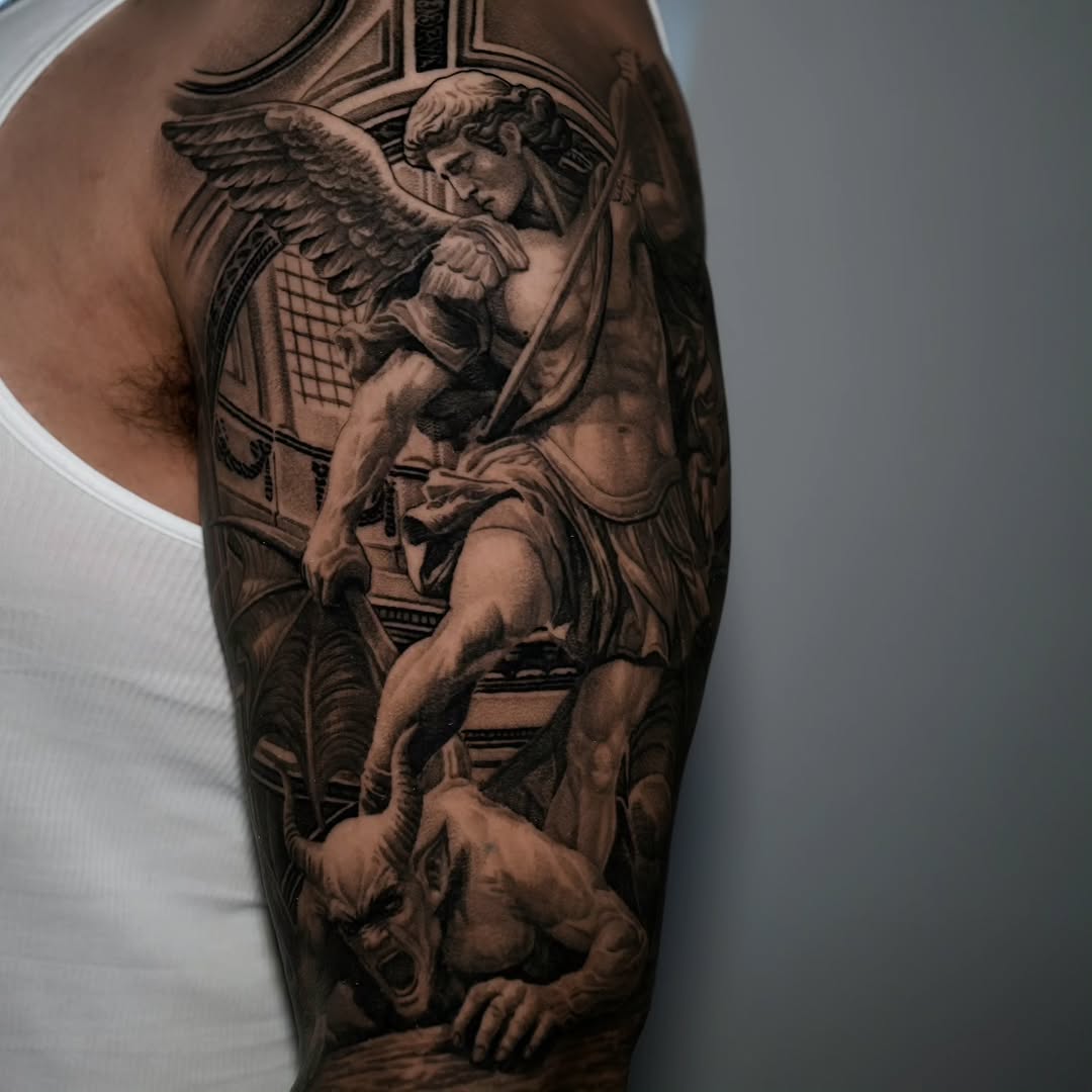 Tattoo by @vik_tattoos — realism, black_and_grey