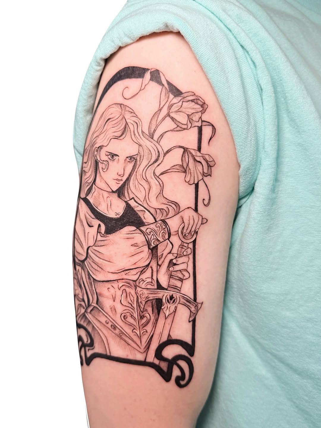 Tattoo by @fionnatattoo — illustrative, black_and_grey