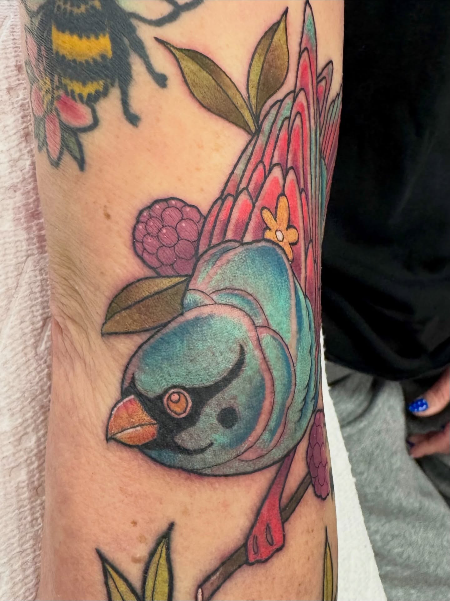 Bird American traditional tattoo on the forearm by Samantha Jane