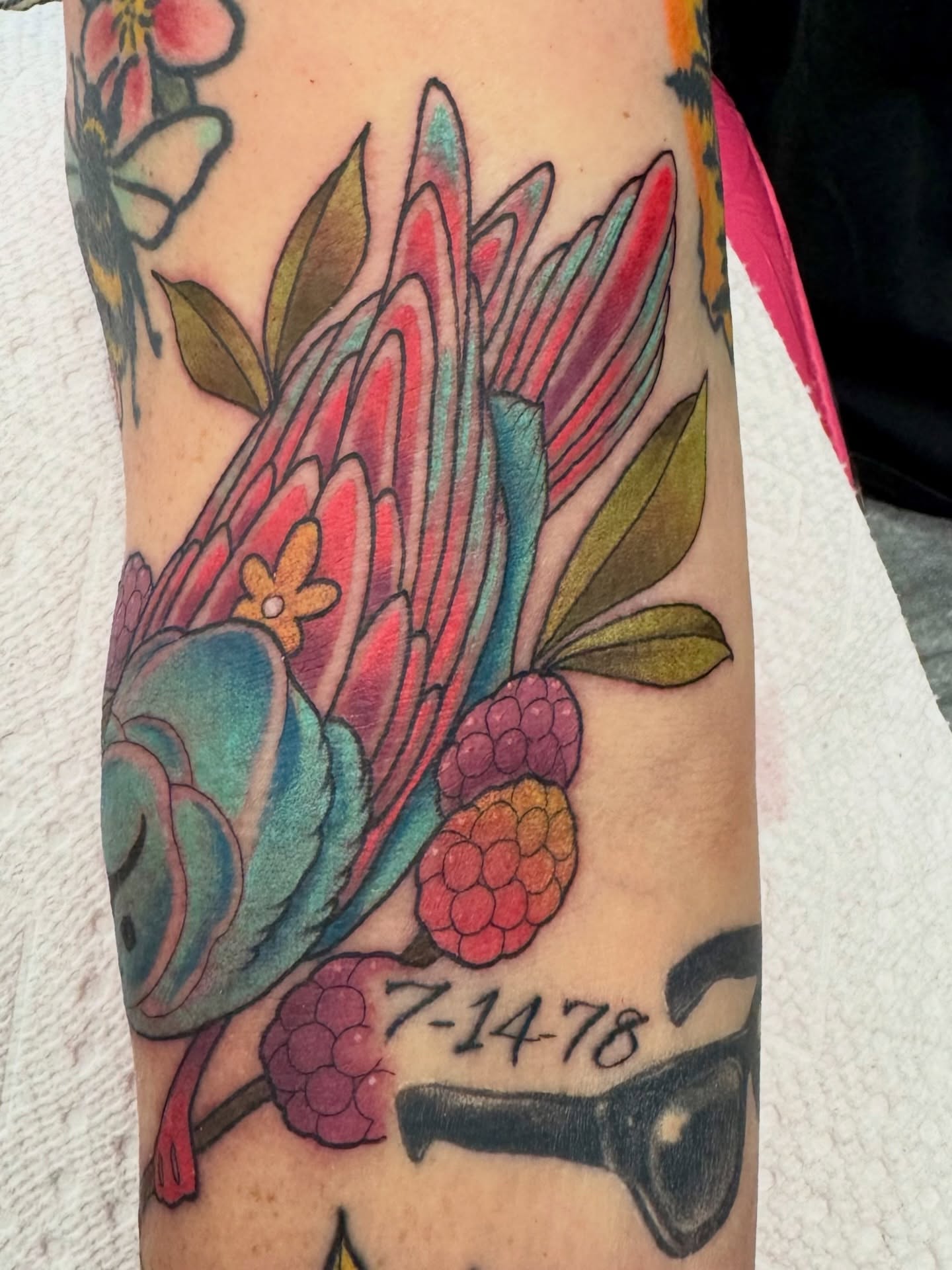 Floral arrangement watercolor tattoo on the forearm by Samantha Jane