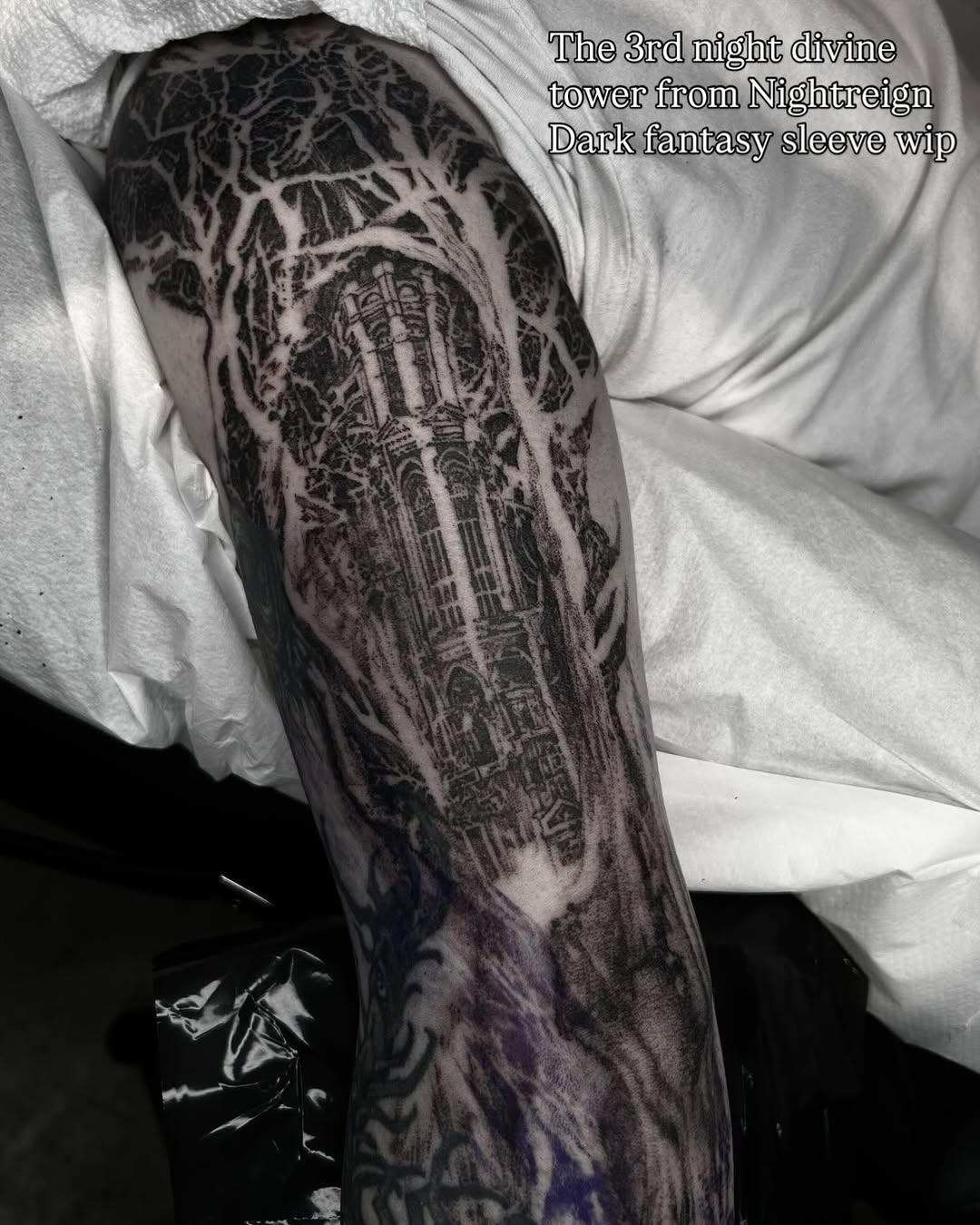 Dark fantasy tower dark art tattoo on the forearm by ๐๐ฆ๐ฐ๐ฆ๐
