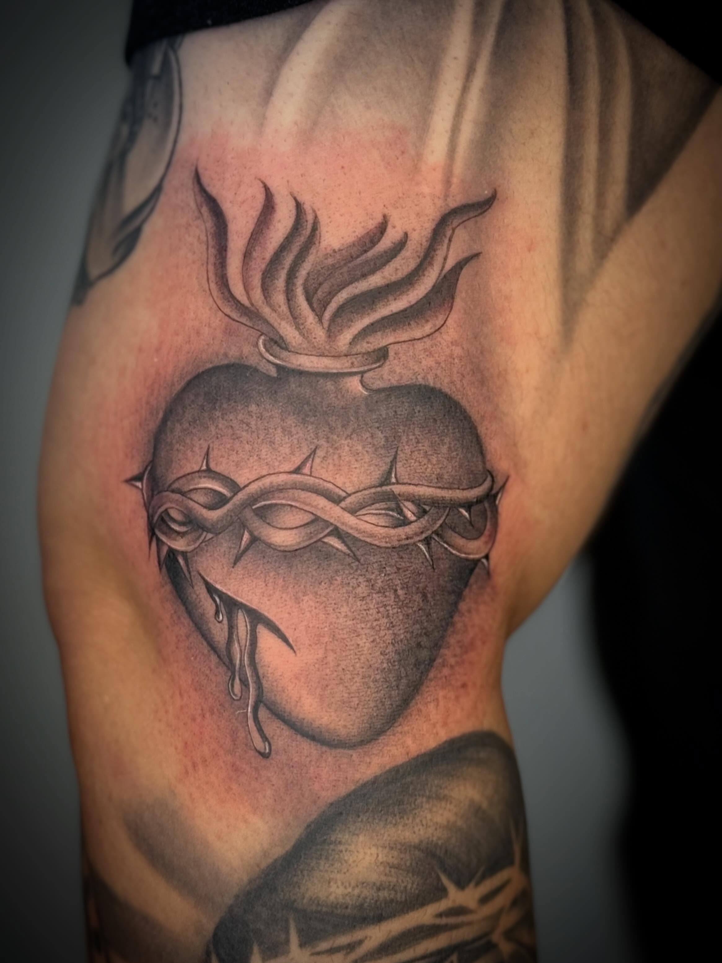 Tattoo by @heidiestradatattoos — black_and_grey