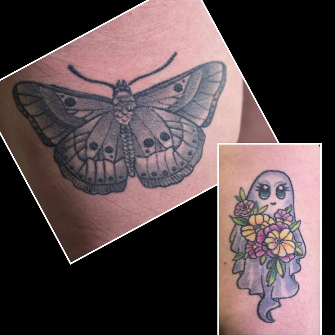 Tattoo by @dawnetattoos — black_and_grey, new_school