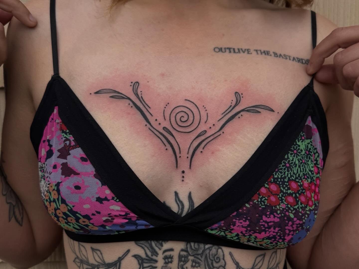 Spiral with branches dotwork tattoo on the back by Jocelyne ♡
