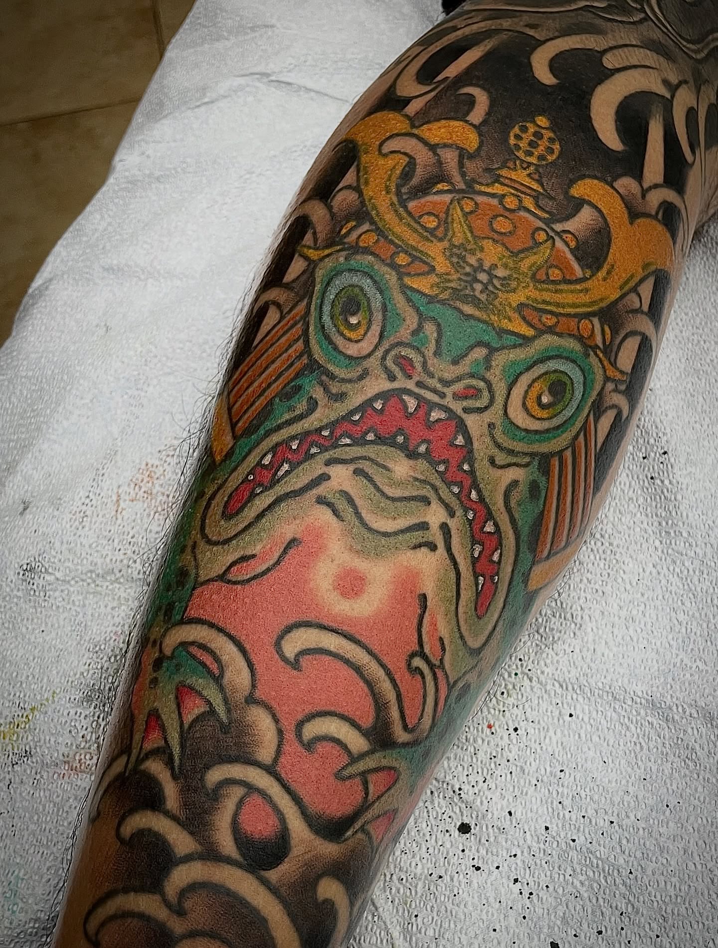 Fish japanese irezumi tattoo on the forearm by Frank Mostek