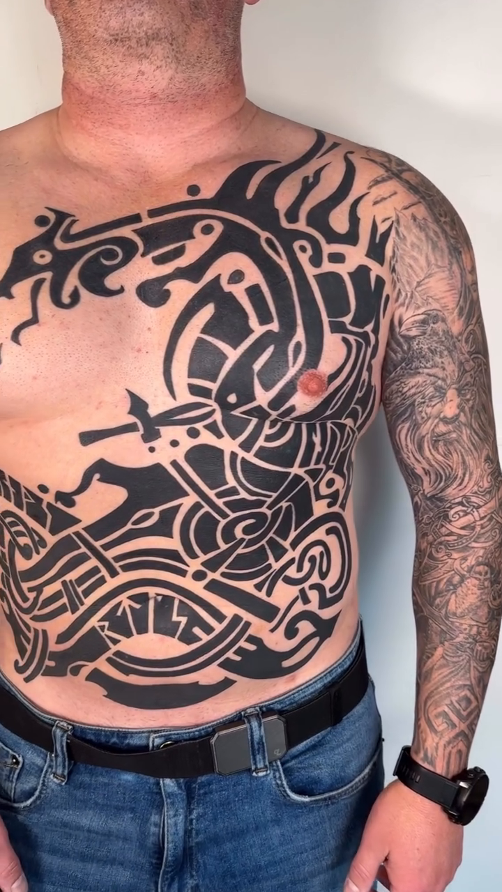Tattoo by @paigejeantattoos β blackwork, geometric