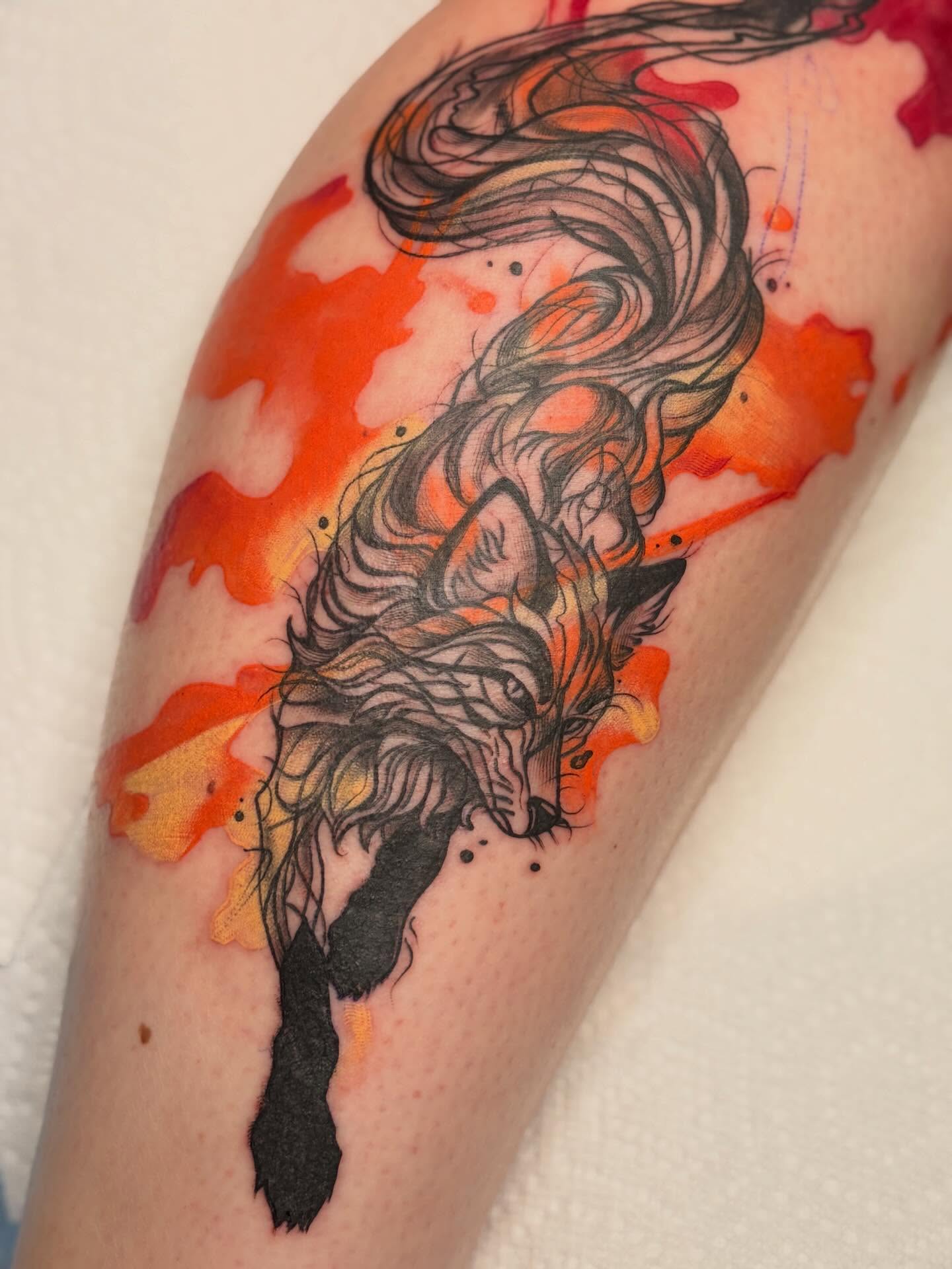 Tattoo by @ichigosworldtattoos — dotwork, watercolor