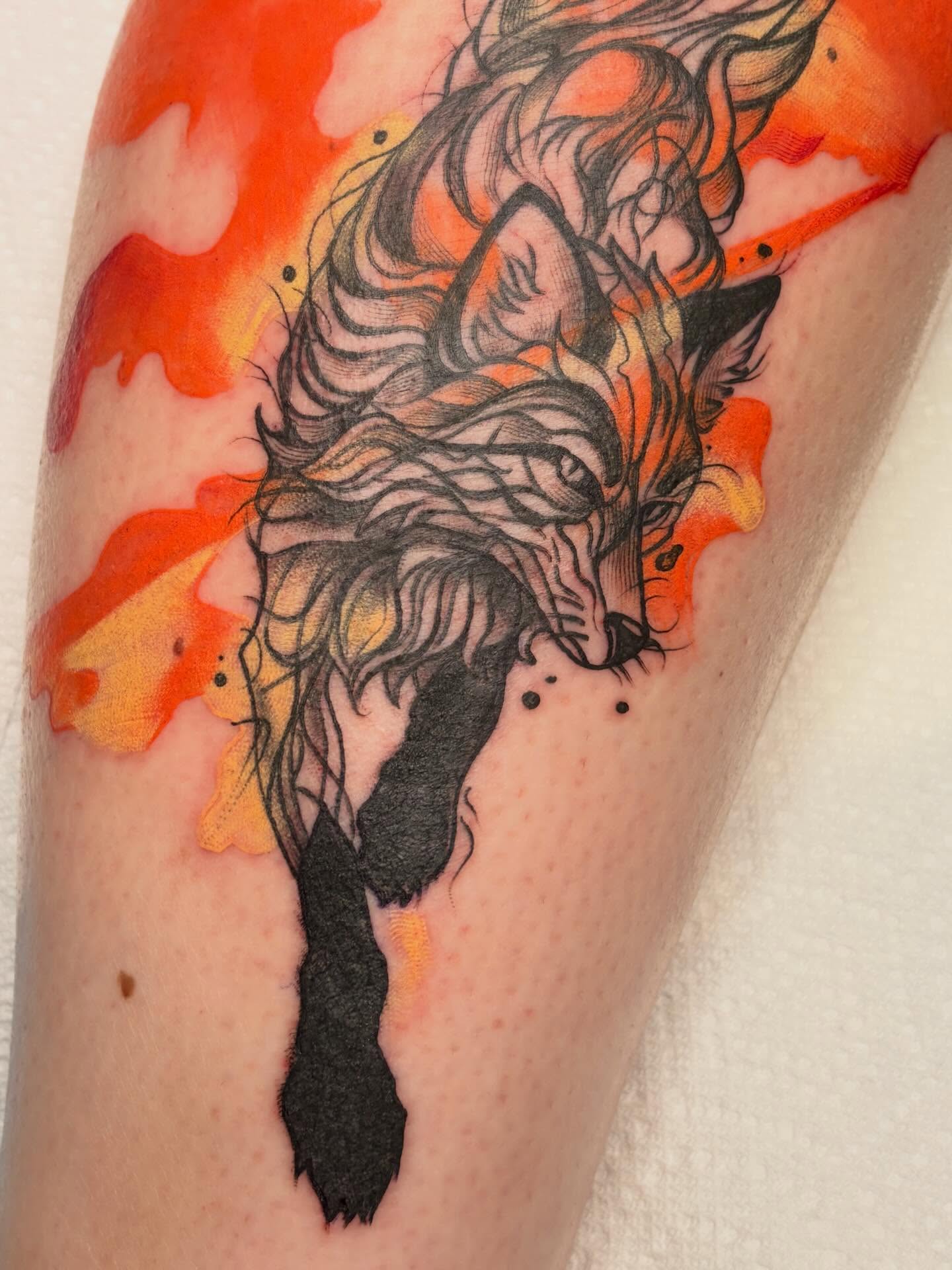Tattoo by @ichigosworldtattoos — dotwork, watercolor