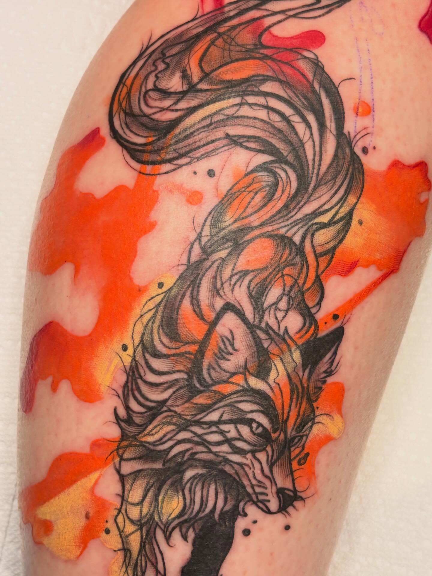 Tattoo by @ichigosworldtattoos — dotwork, watercolor