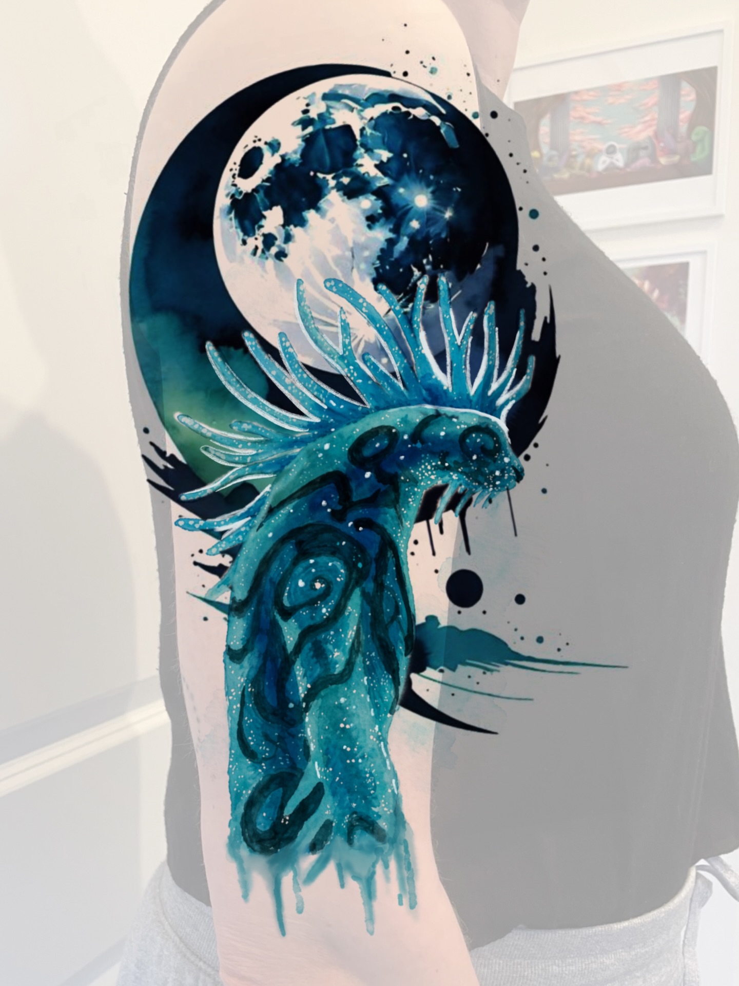 Tattoo by @hunminji — watercolor, surrealism