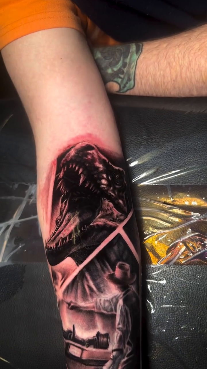 Tattoo by @daggerface_toon — dark_realism, black_and_grey