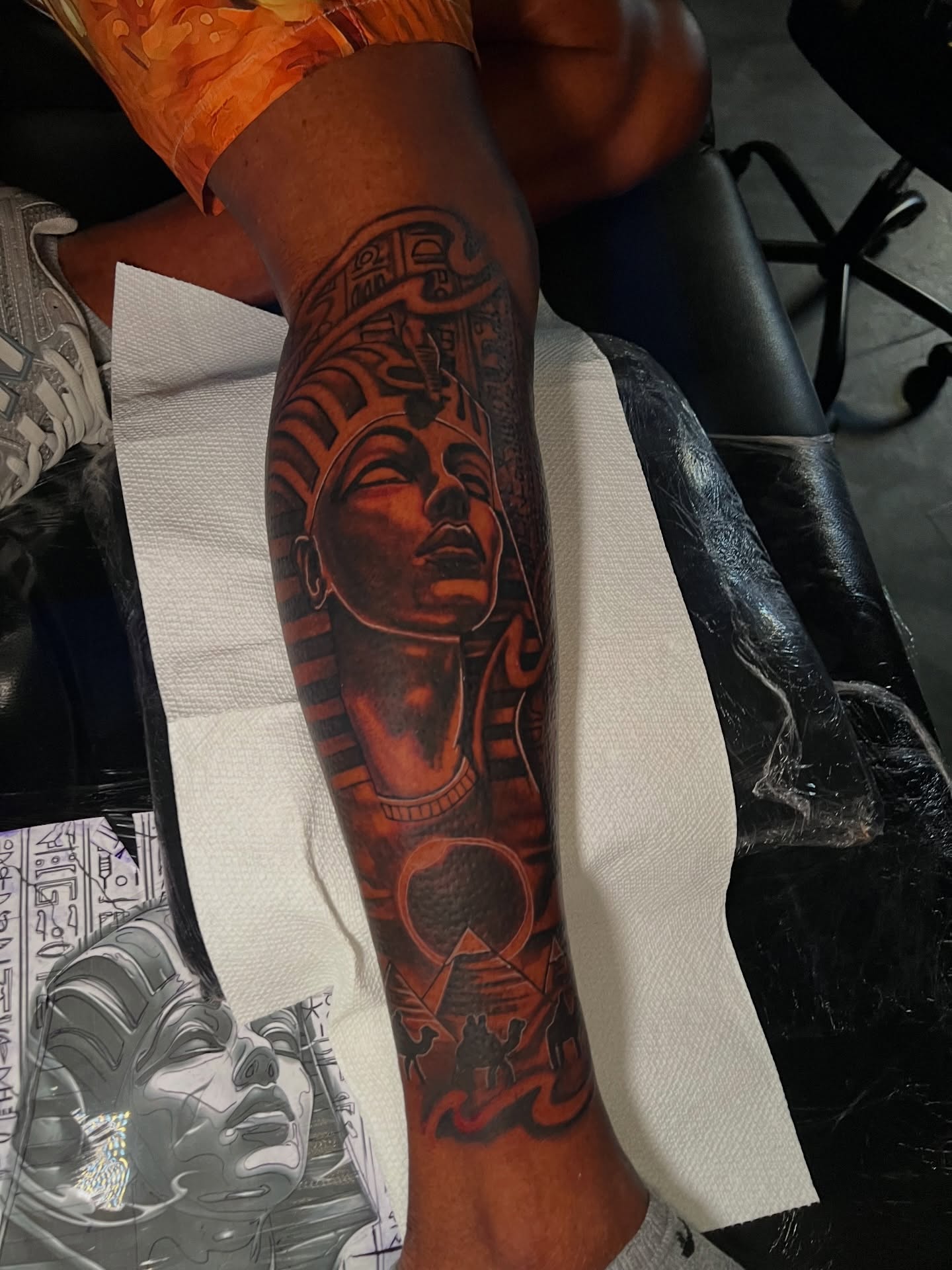 Pharaoh realism tattoo on the forearm by Dee